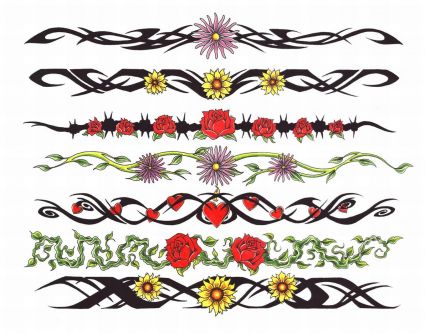 Tribal And Flower Band Pic Of Tattoo